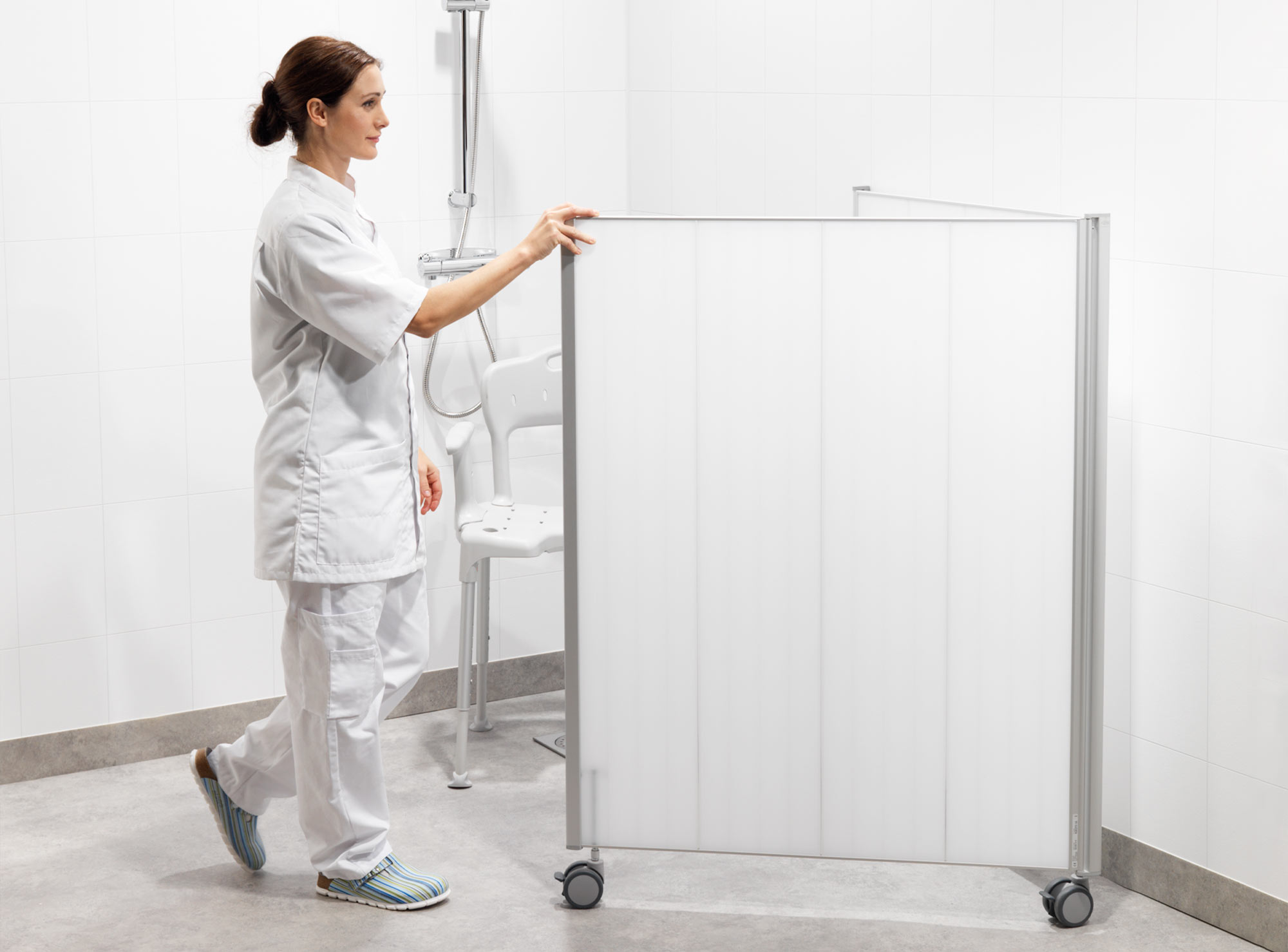 Silentia shower wall panels for safe patient environment